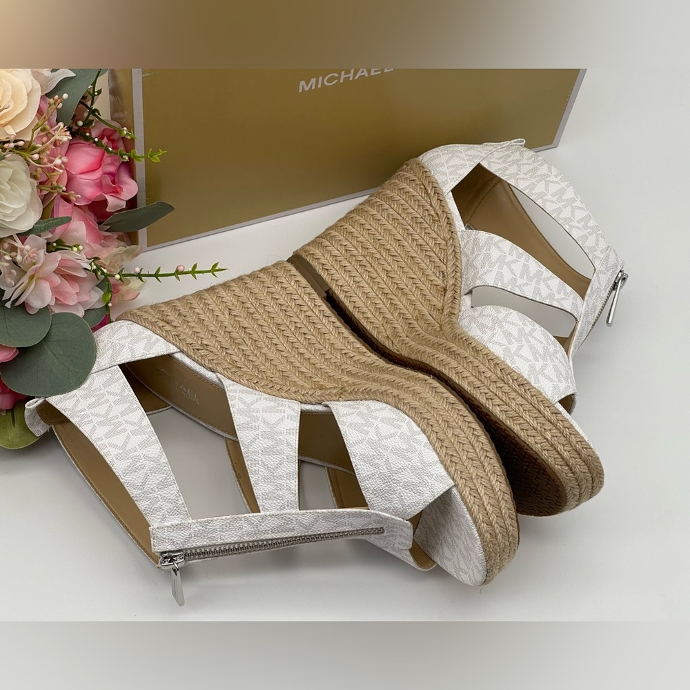 Michael Kors Women's Caged Espadrille Wedges Platform Sandals Shoes - Picture 15 of 16